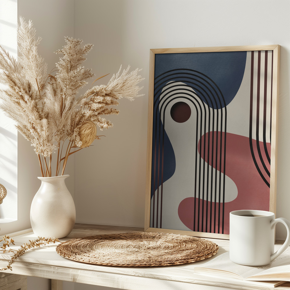 Poster - Mid Century Abstract Painting on table