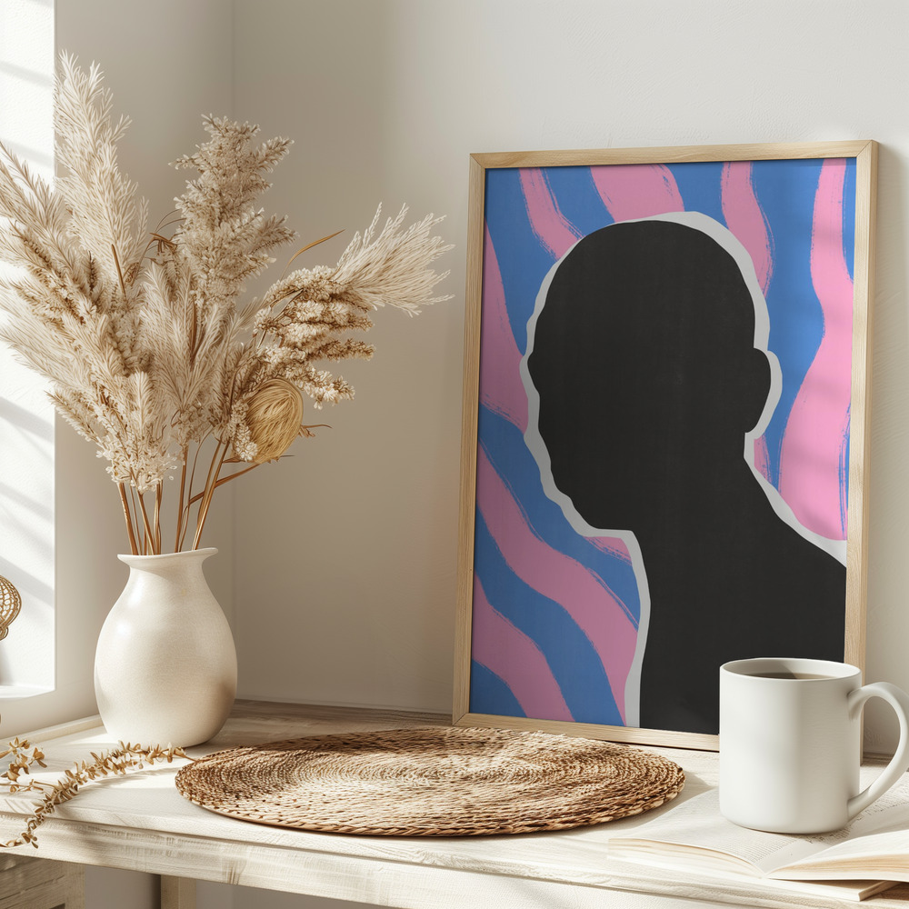 Poster - Anonymous Portrait In Stripes on table