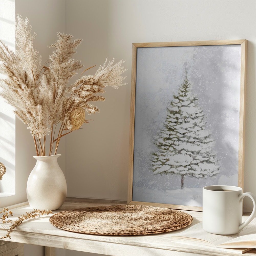 Poster - Lone fir in the snow on table