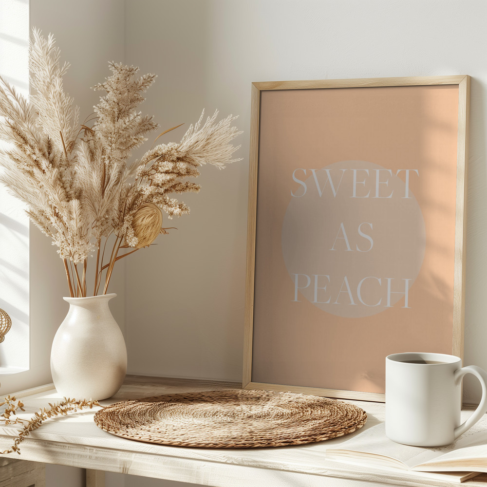 Poster - - Sweet As Peach Illustrated Text Poster - auf dem Tisch