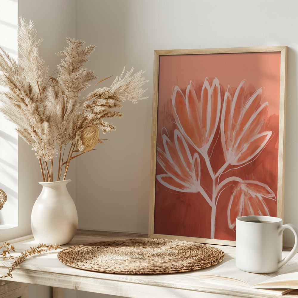 Affiche - Peachy Flowers sur la table