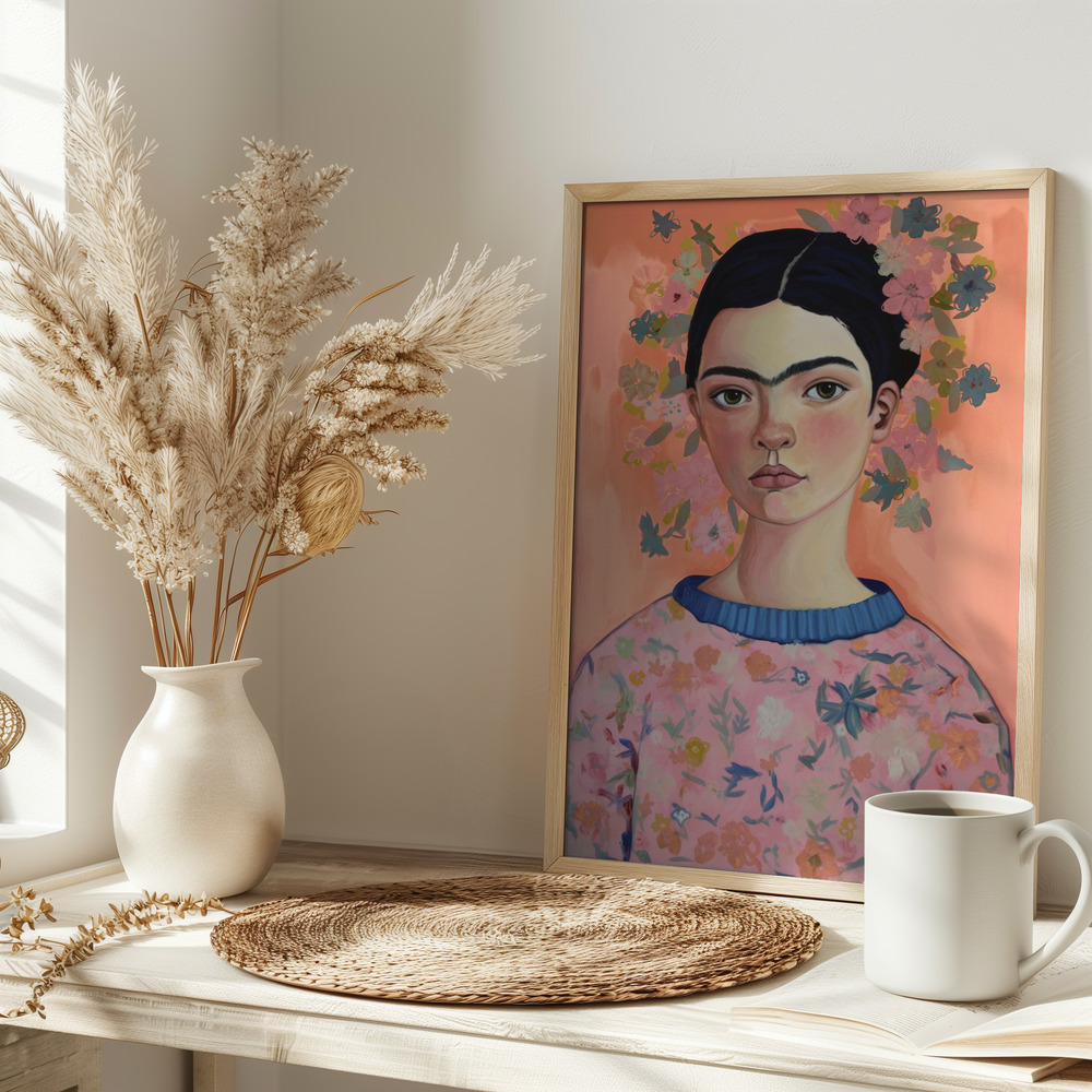 Juliste - Young Frida (Peach) pöydällä