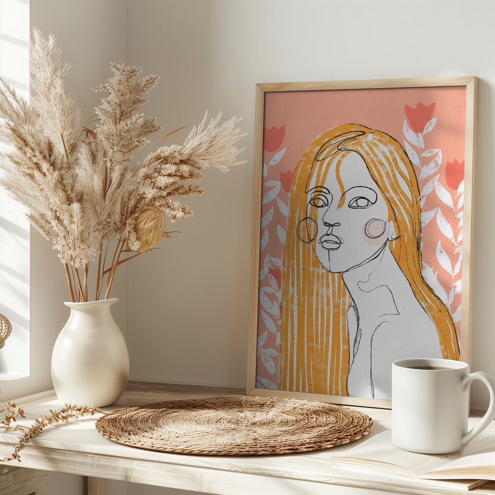 Plakat - The Tulip Girl (Peach) på bordet