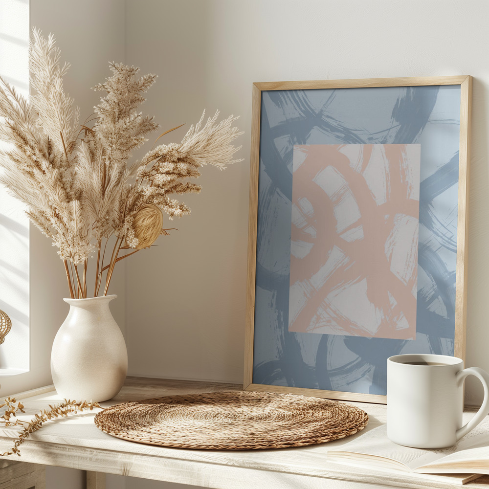 Juliste - Abstract Brush Strokes 98A pöydällä