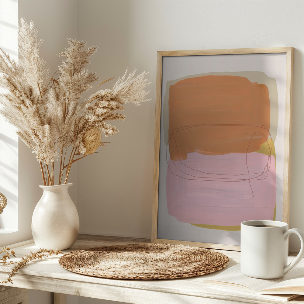 Poster - Abstract Brush Strokes 121 on table