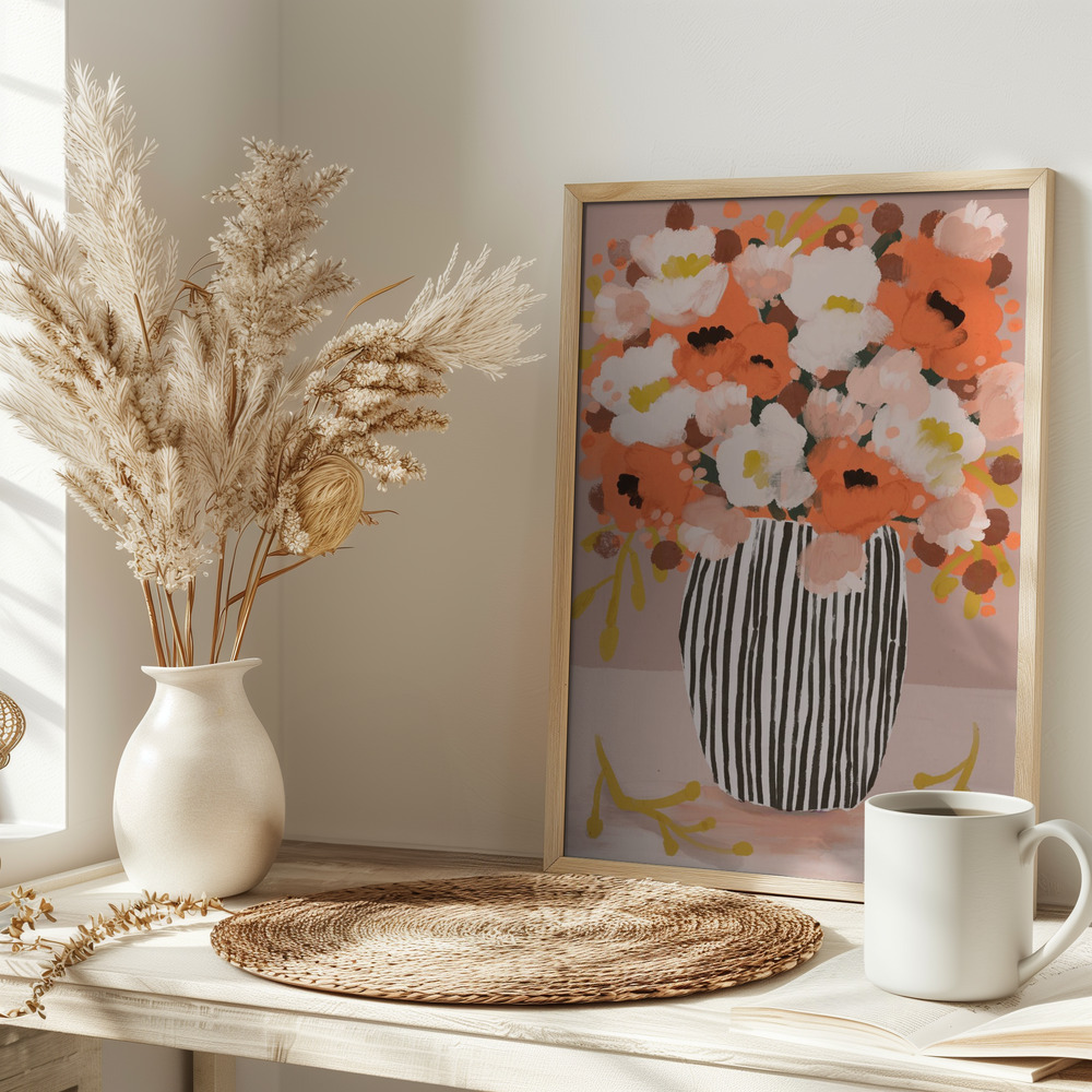 Plakat - Pastel flowe rimpression no 10 på bordet