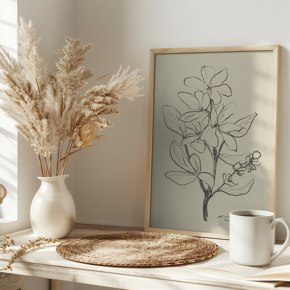 Juliste - Floral 1 pöydällä