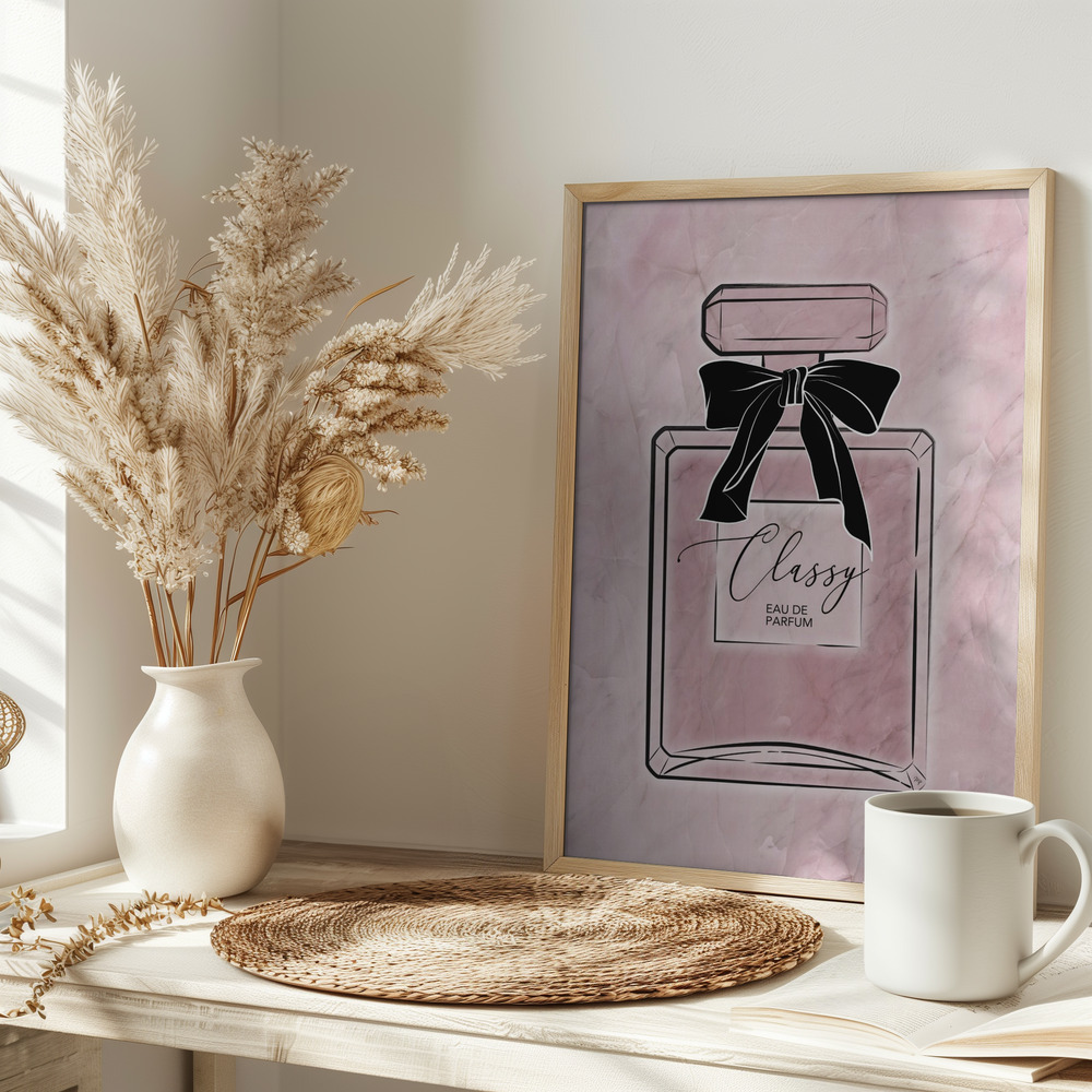 Poster - Pink Classy Perfume op tafel