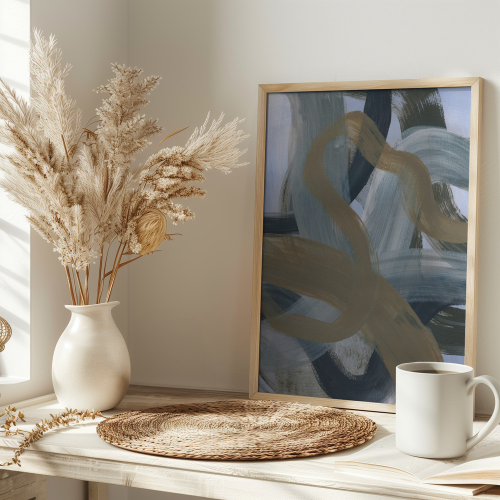 Poster - Abstract Brush Strokes 124 on table