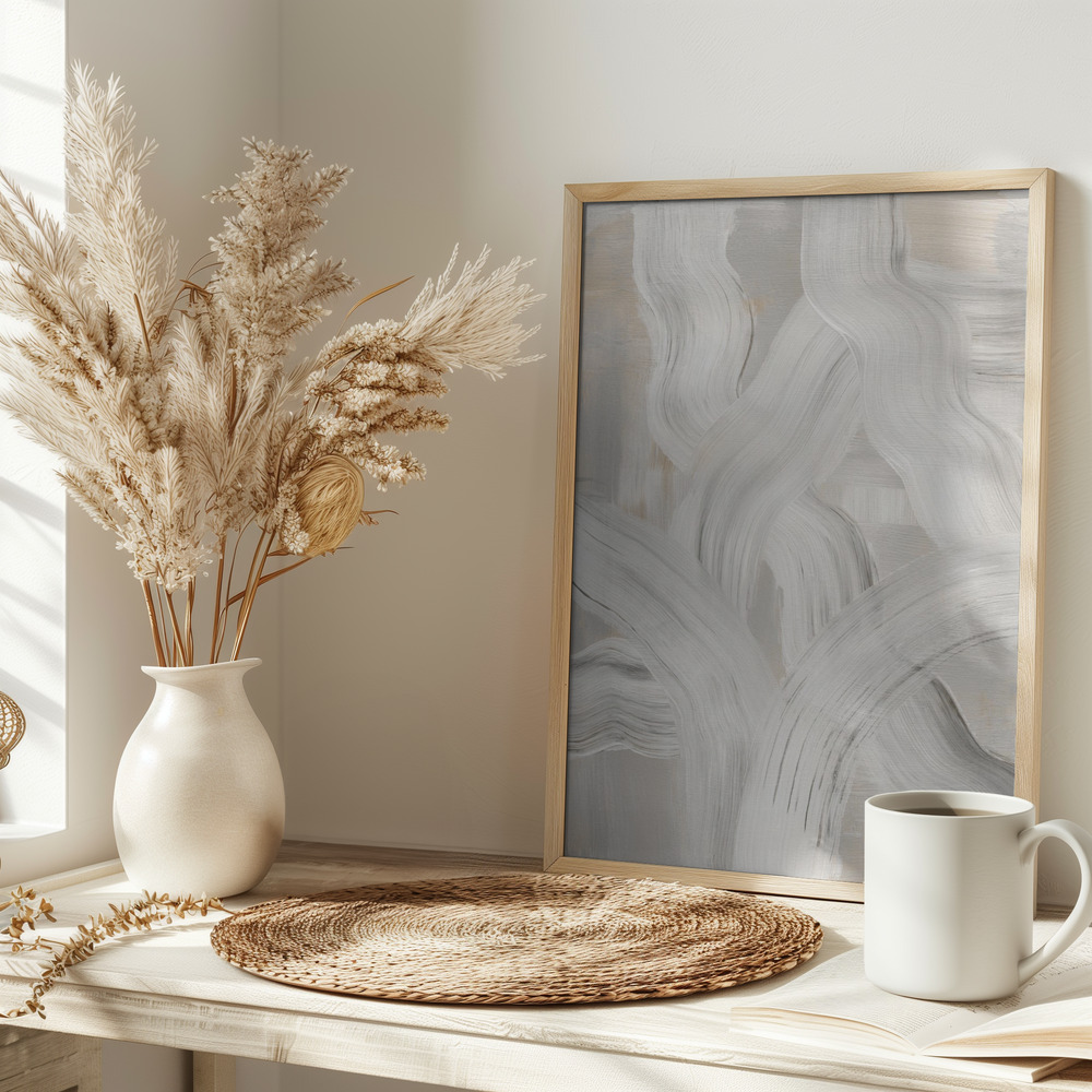 Poster - Abstract Brush Strokes 126 on table