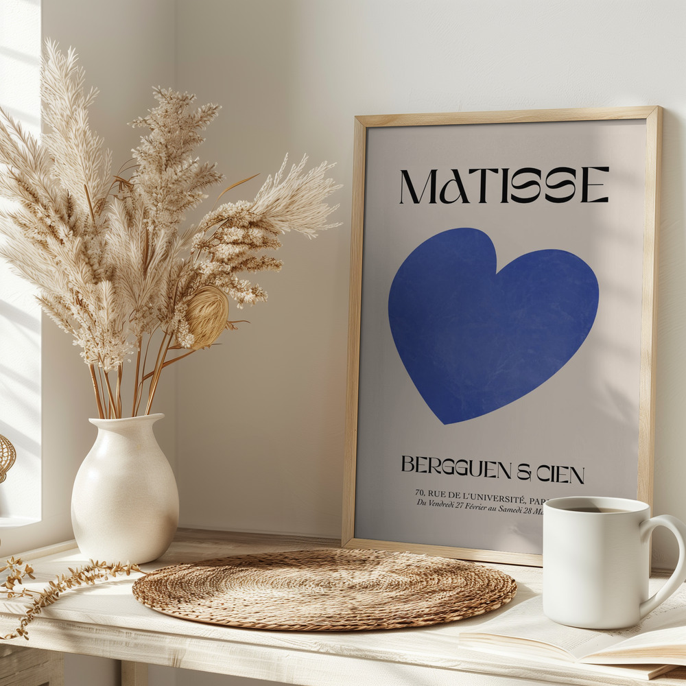 Poster - Blue Heart on table