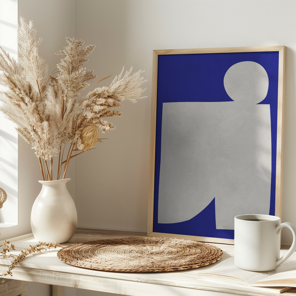 Poster - Blue and white art 2 on table