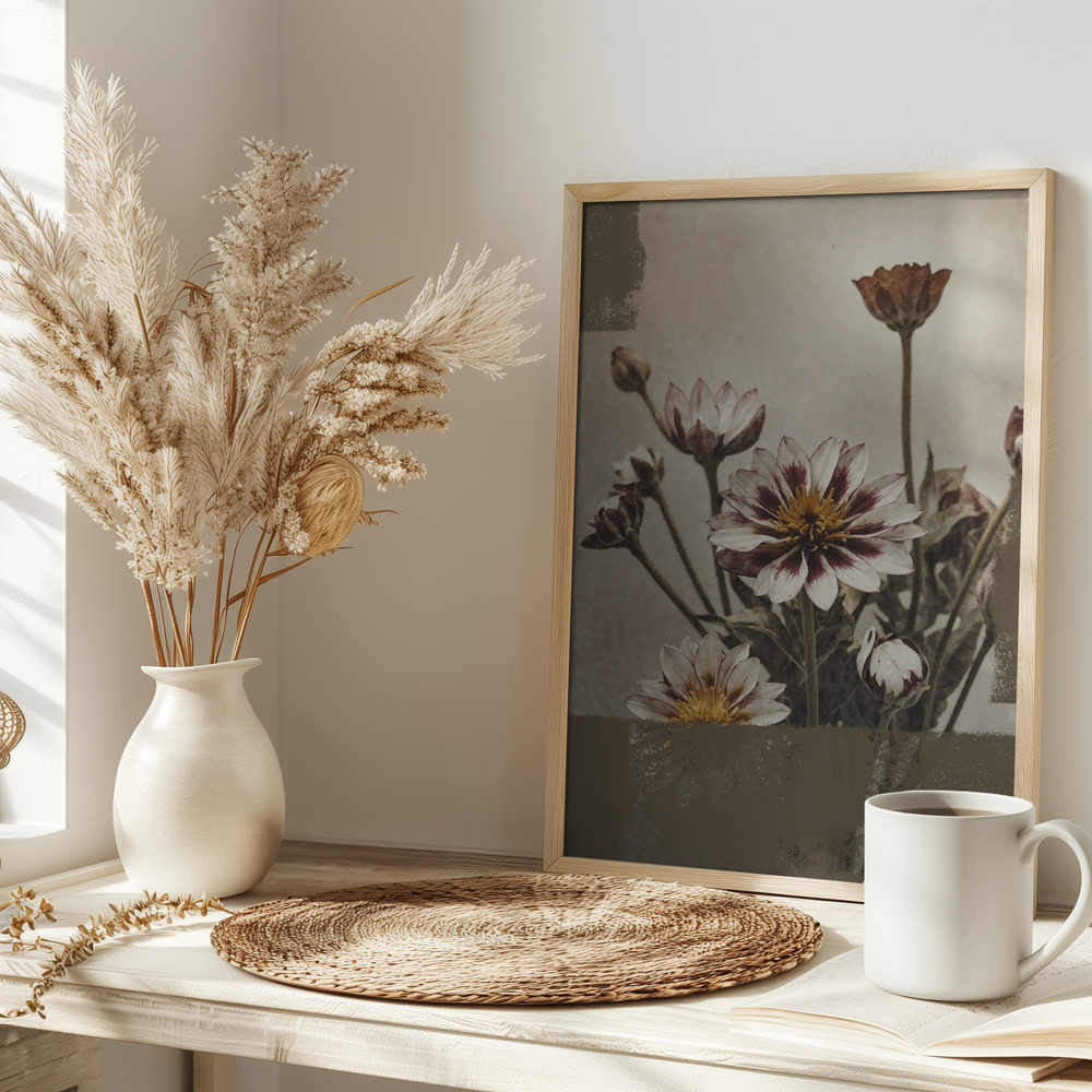 Juliste - 5 Vintage Flowers pöydällä
