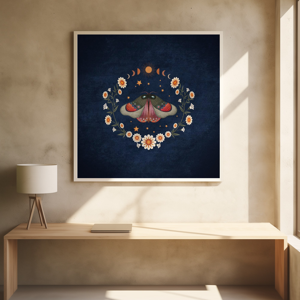 Poster - Moonlit Moth Symphony square poster interior 1