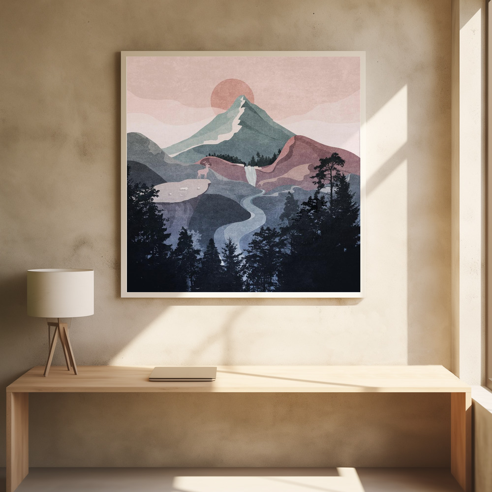 Poster - Serene Mountain View square poster interior 1