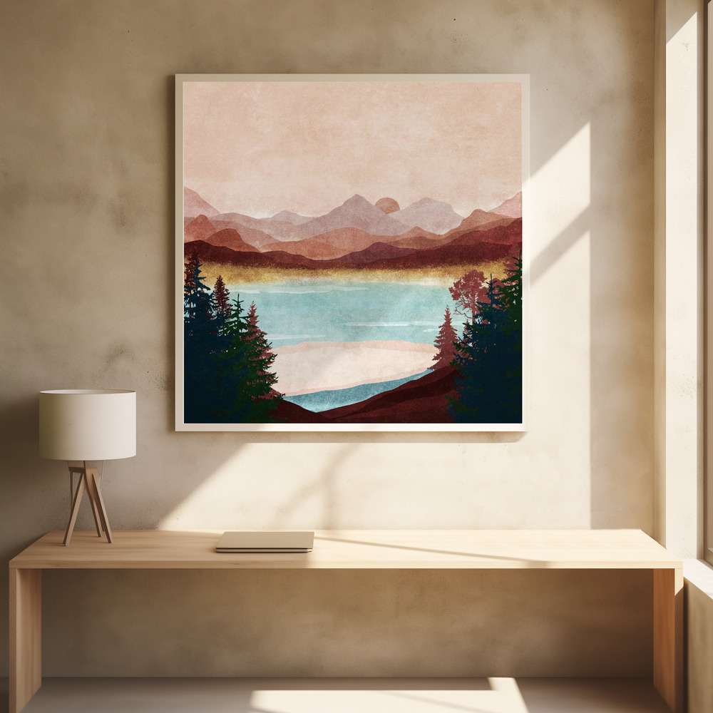 Poster - Misty Mountain View square poster interior 1