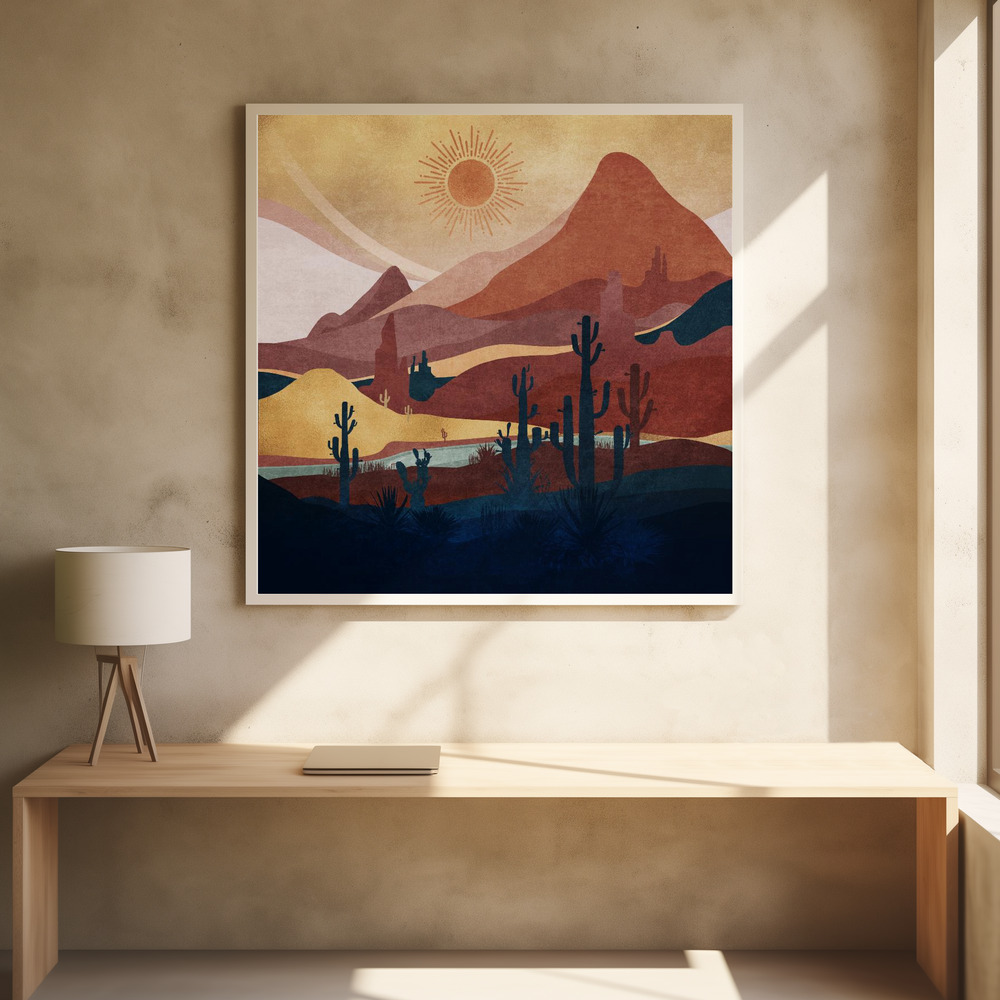Poster - Desert Sunrise Bliss square poster interior 1