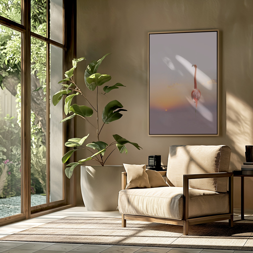 Toile - Sunset Flamingo dans le salon