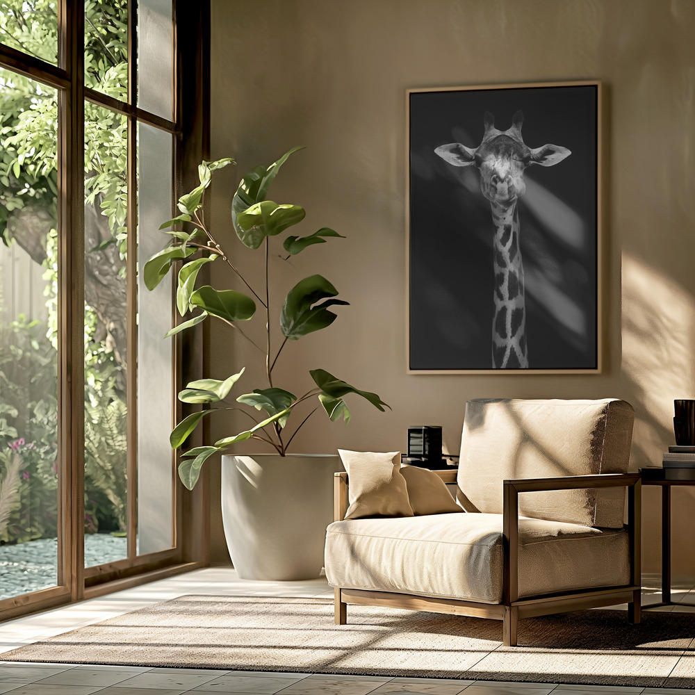 Canvas schilderi - Giraffe Portrait in de woonkamer