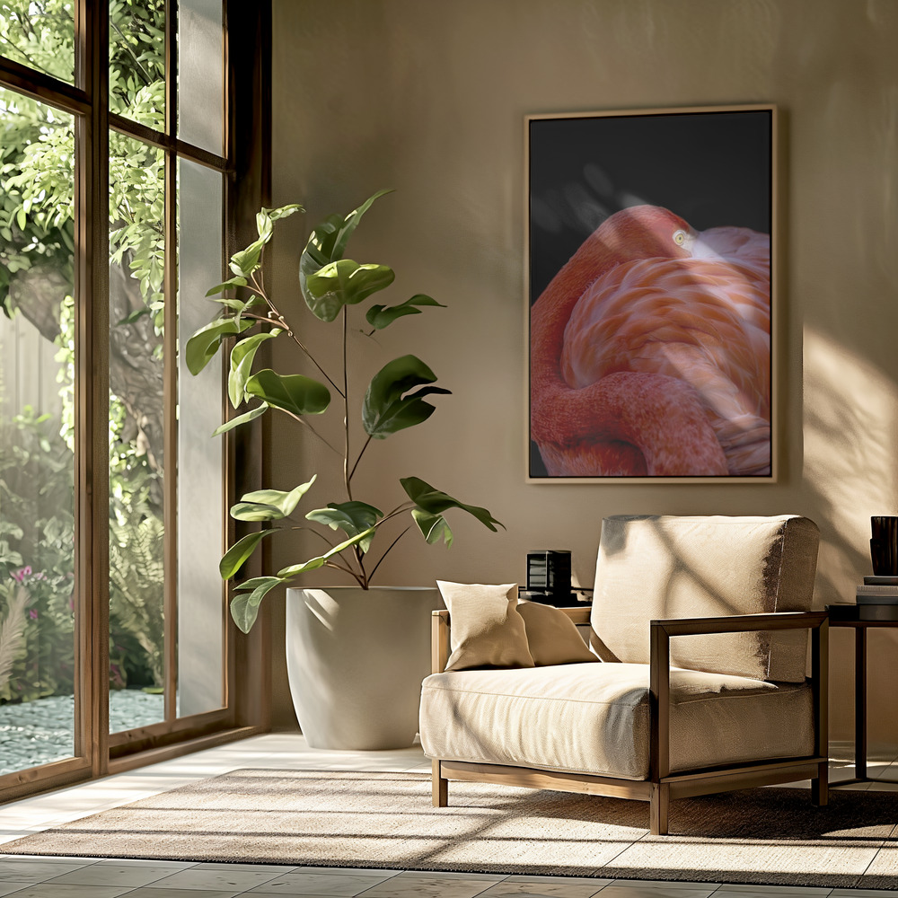 Canvas schilderi - Flamingo in de woonkamer