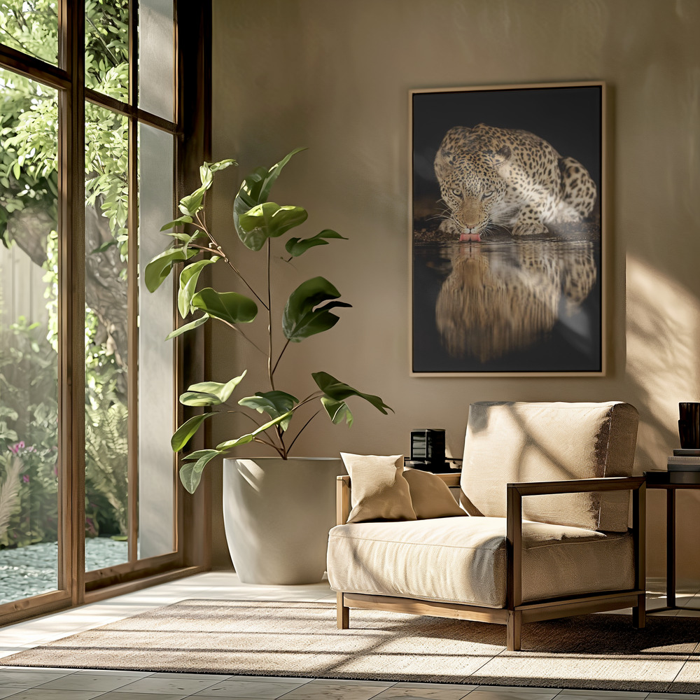 Canvas schilderi - Single mother in de woonkamer