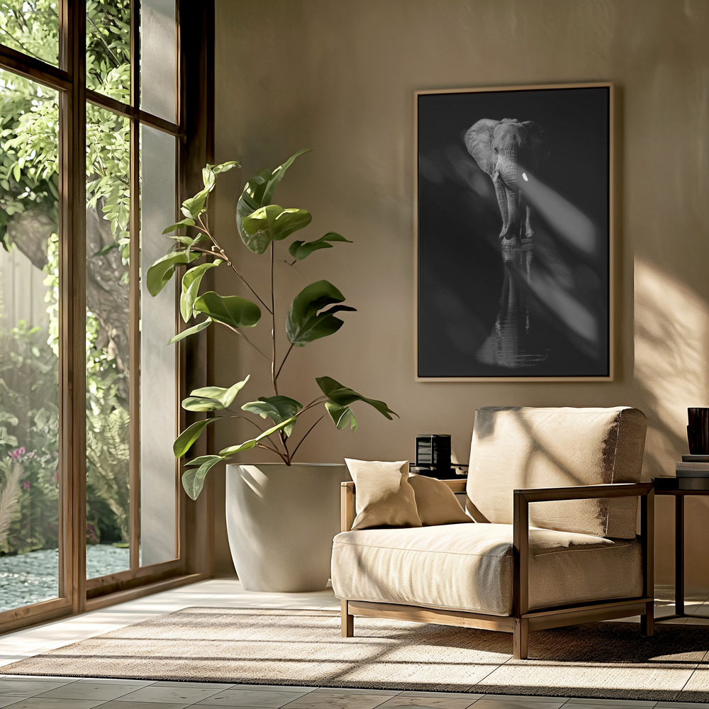 Canvas schilderi - Elephant in de woonkamer