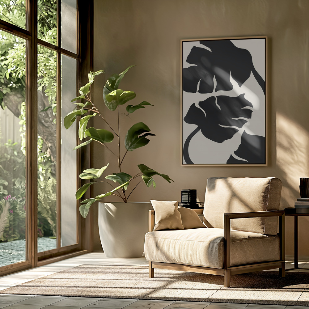 Canvas print - Monstera Black in the livingroom