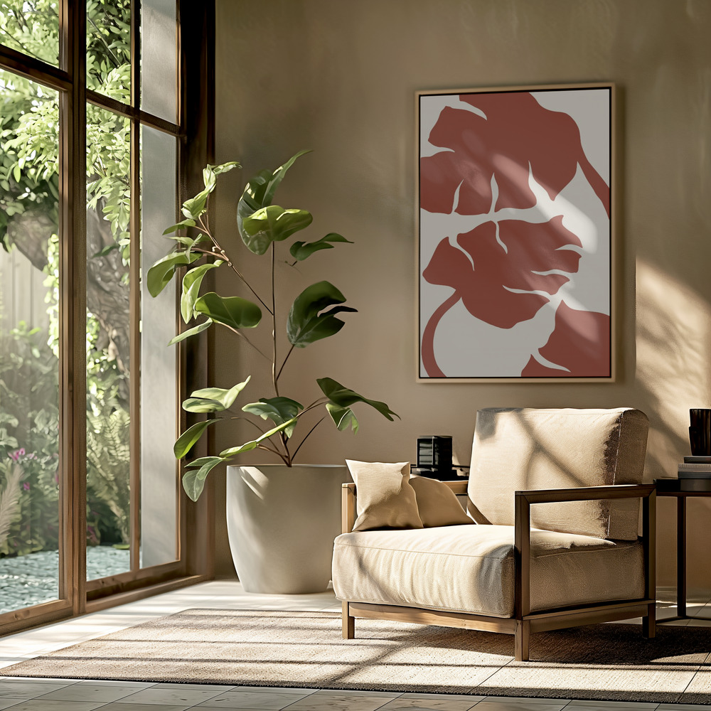 Toile - Monstera Brown dans le salon