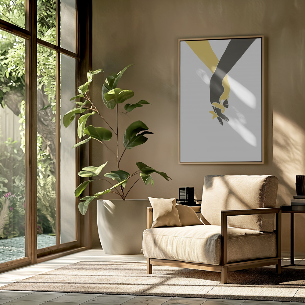 Canvas schilderi - Holding Hands in de woonkamer