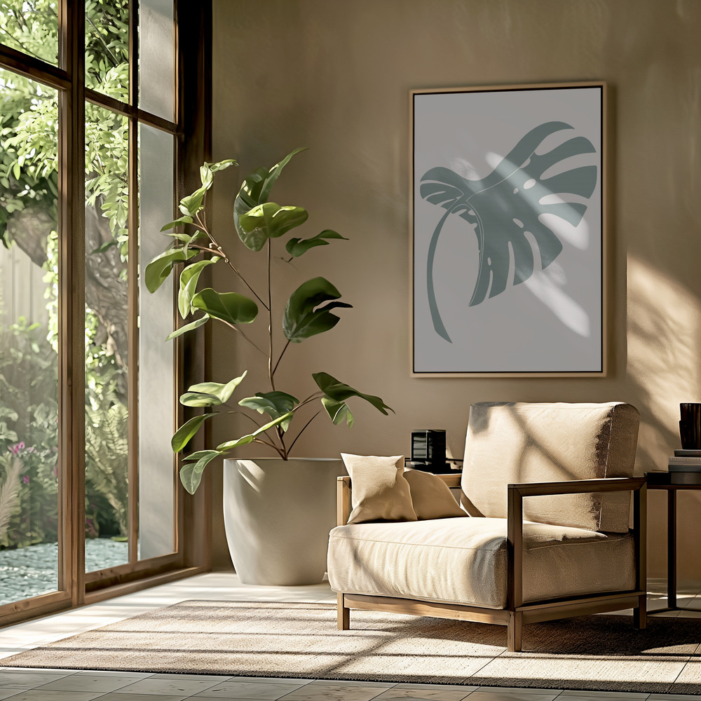 Canvas print - Monstera Bent Green in the livingroom