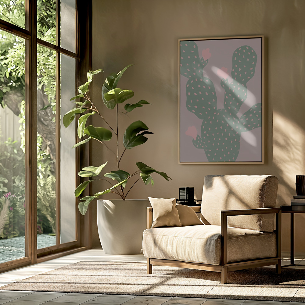 Leinwandbild - Green Cactus in der Wohnstube