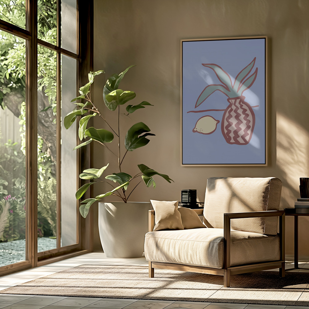 Canvas print - Blue Lemon in the livingroom