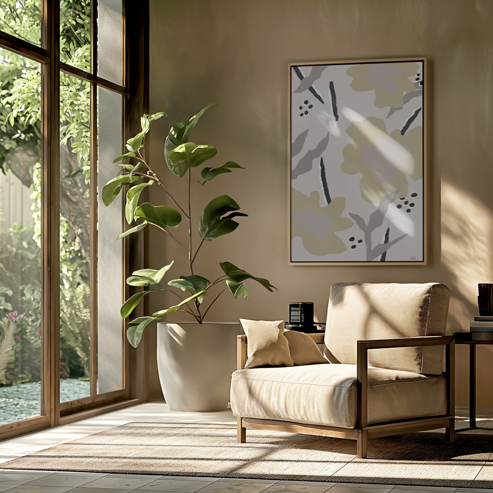 Canvastavla Beige Flowers - Tavla in the livingroom
