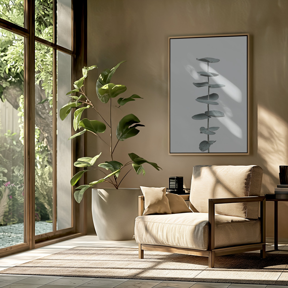 Canvas schilderi - Eucalyptus Natural 09 in de woonkamer