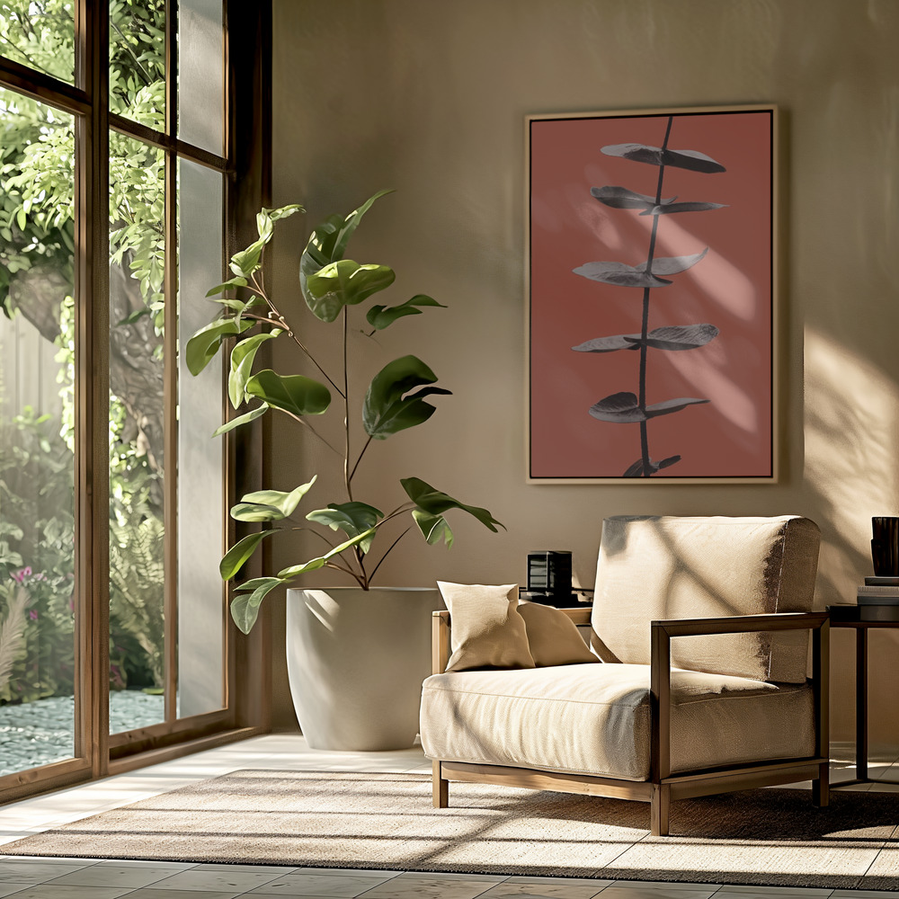 Canvas schilderi - Eucalyptus Rust 03 in de woonkamer