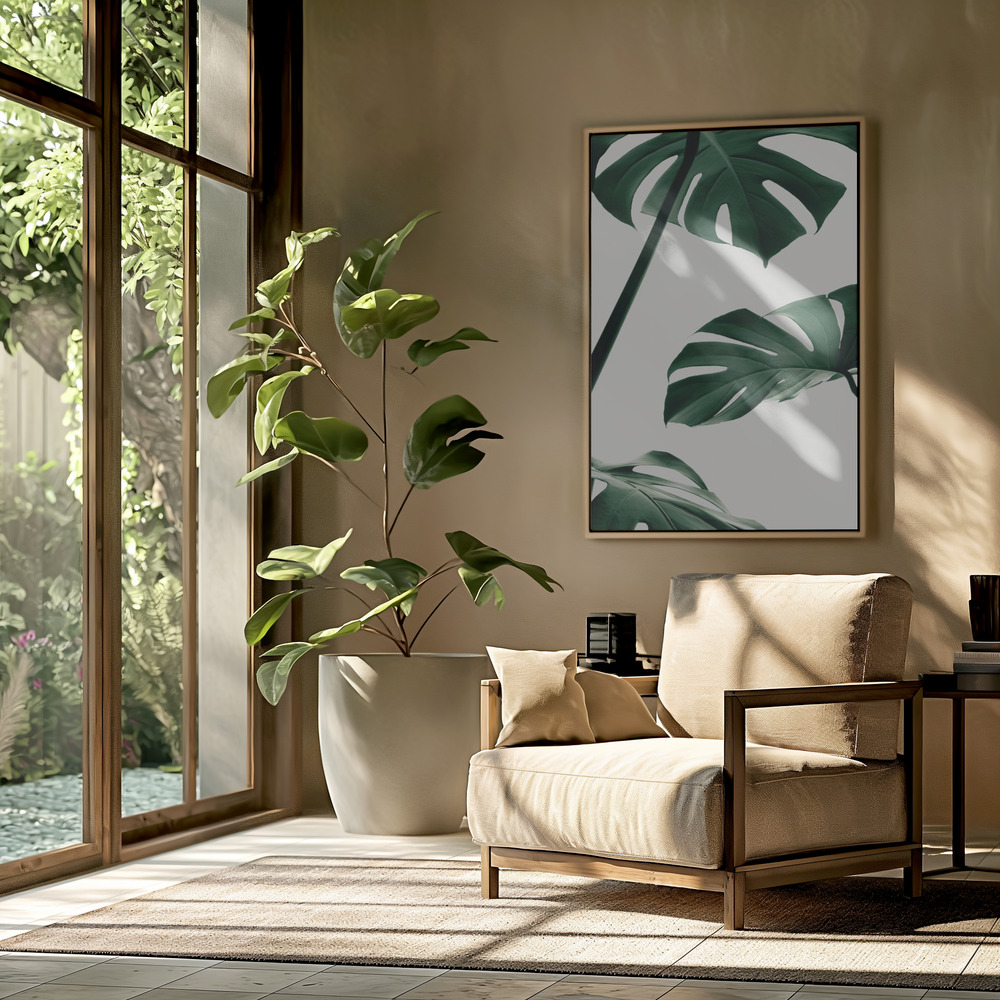 Obraz na płótnie - Monstera Natural 13 w salonie