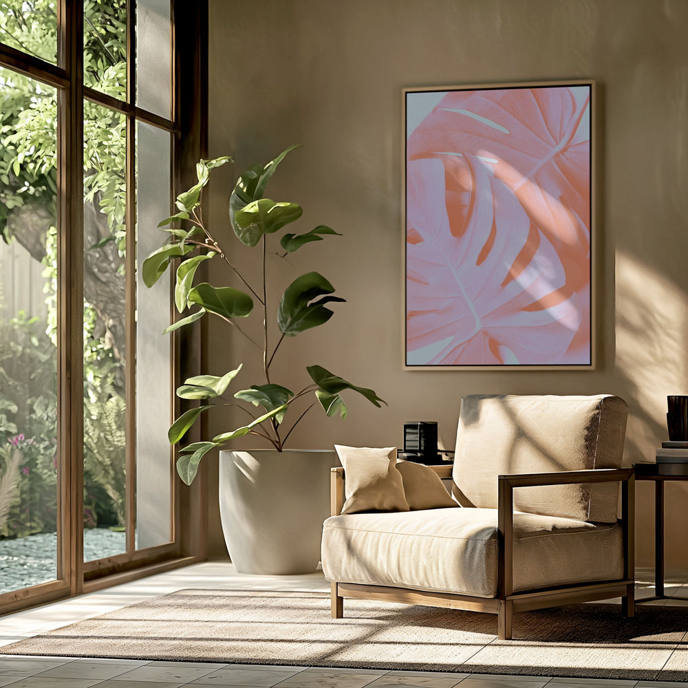 Canvas print - Monstera Orange 03 in the livingroom
