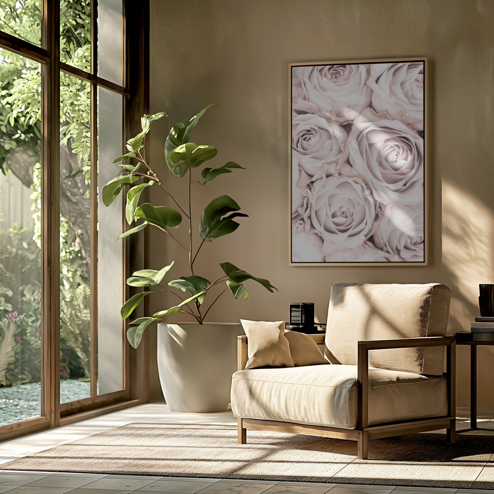 Canvas print - Pink Roses No 01 in the livingroom