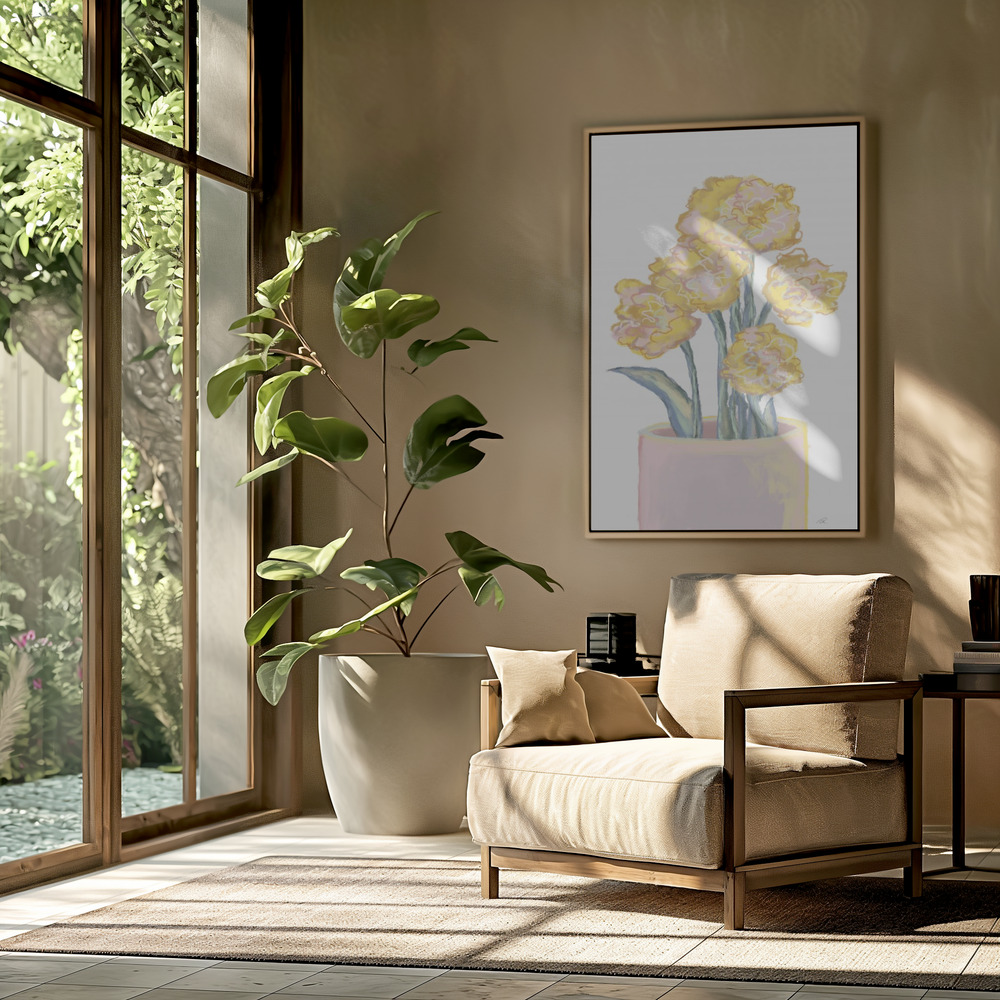 Canvas schilderi - Yellow flowers in de woonkamer