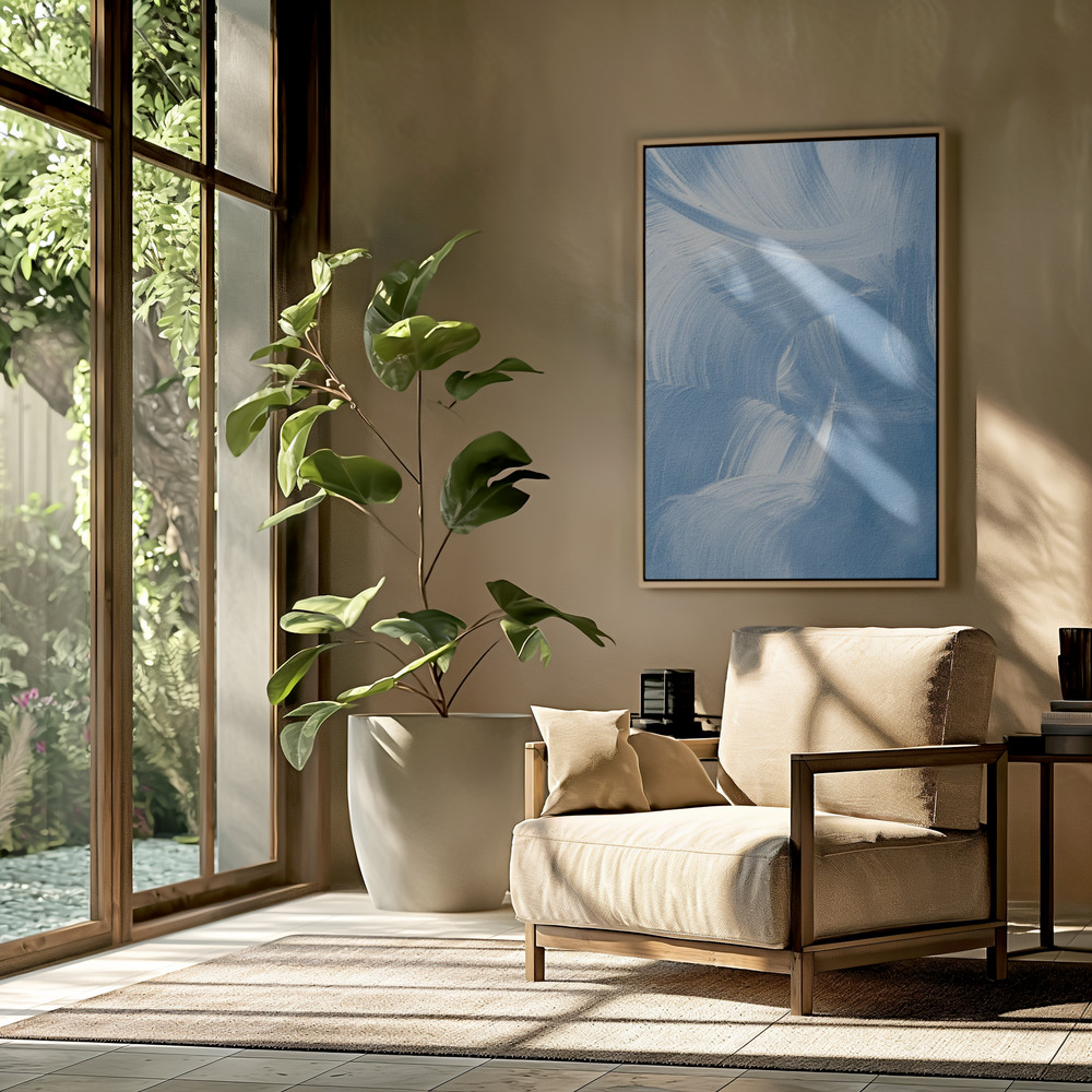 Canvas schilderi - Acrylic Waves No 1 in de woonkamer