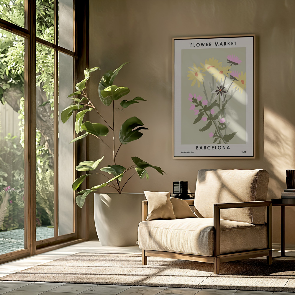 Canvas schilderi - Flower Market Barcelona in de woonkamer