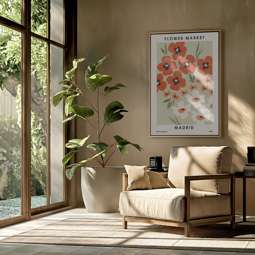 Toile - Flower Market Madrid dans le salon
