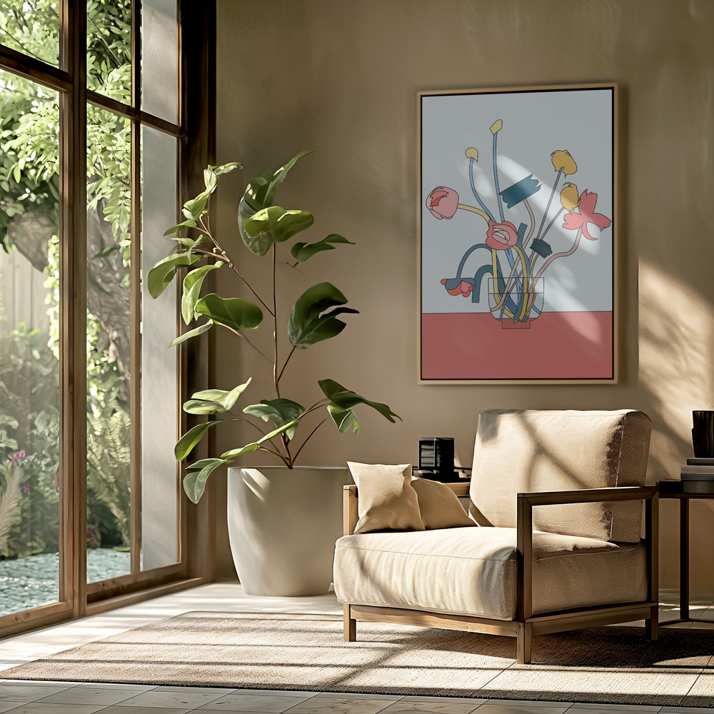Toile - Flowers in a glass vase dans le salon