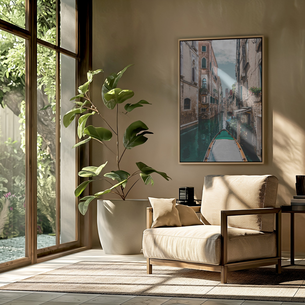 Toile - Boat on the river dans le salon