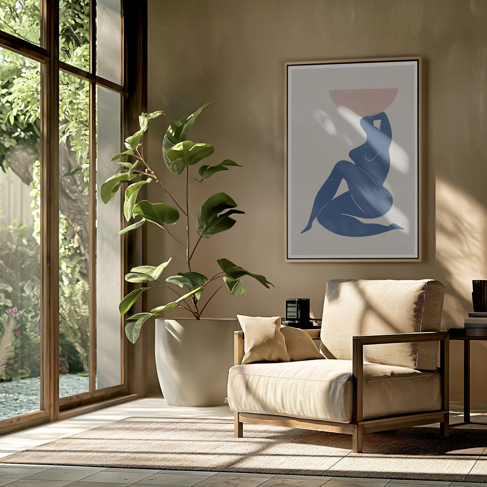 Lærred - Vase and Woman i stuen