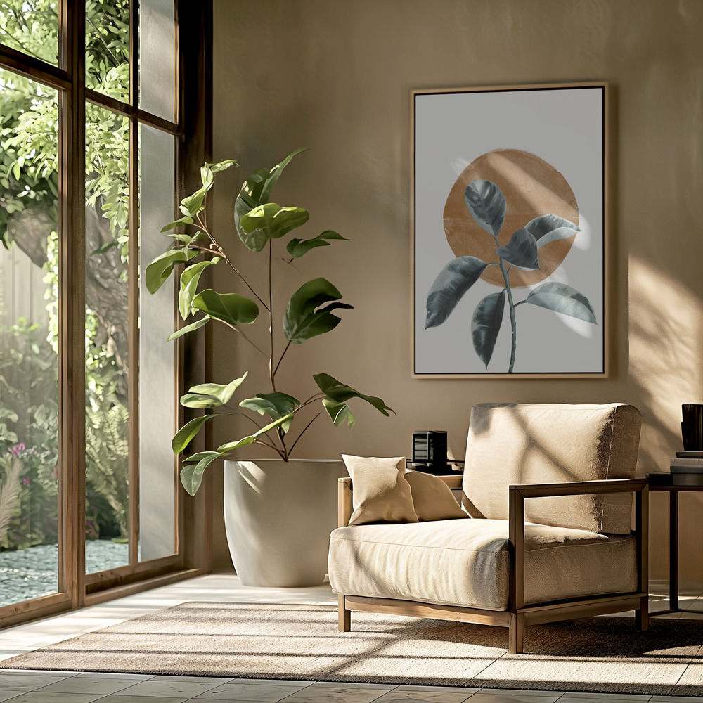 Canvas schilderi - Sun and Ficus in de woonkamer