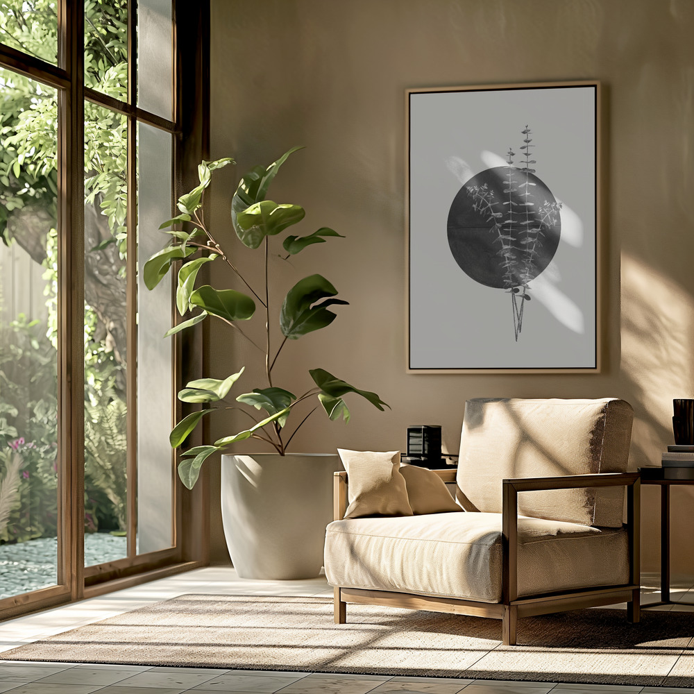 Canvas print - Plant and Black Sun in the livingroom