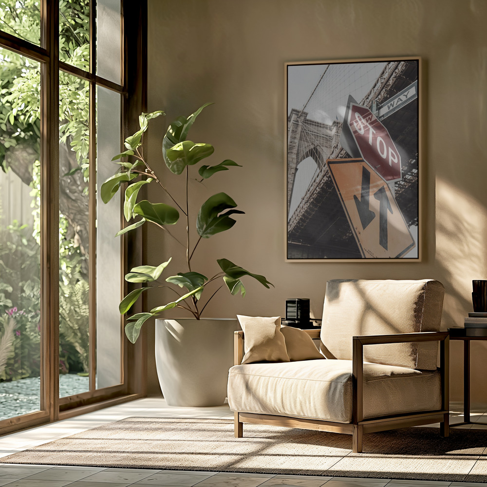 Canvas schilderi - Brooklyn Bridge Stop in de woonkamer