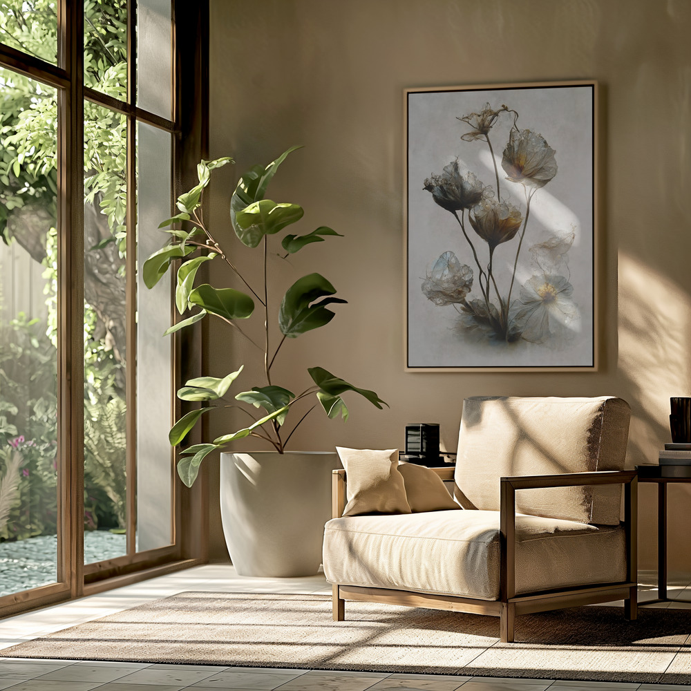 Canvas schilderi - Crystal Flowers in de woonkamer