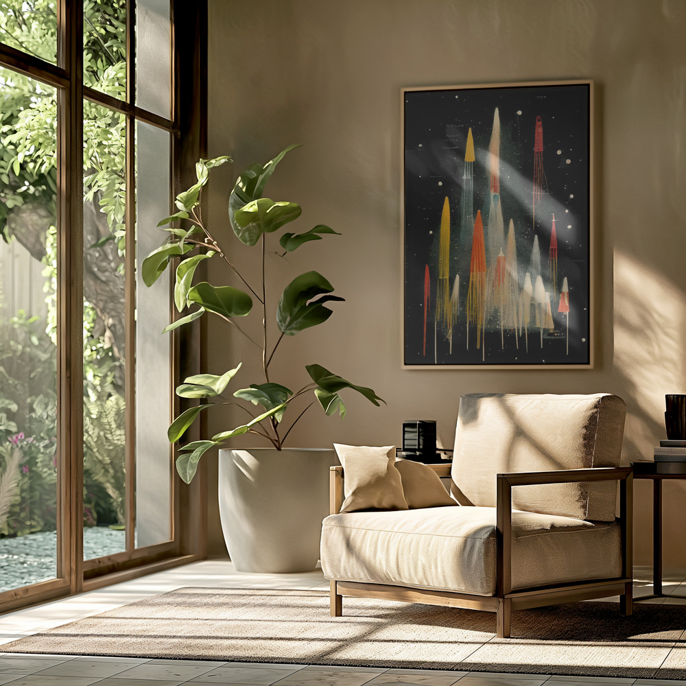 Canvas schilderi - Rockets in de woonkamer